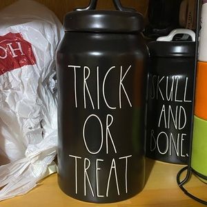 Black and white Trick or Treat Canister
